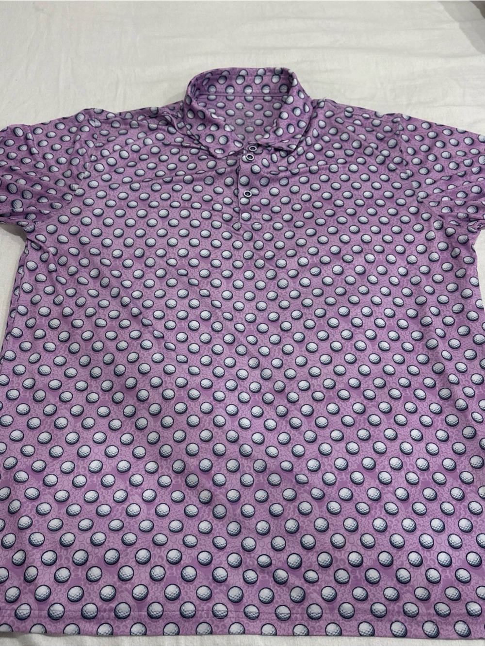 Unbranded Performance Polo Men XL Purple Golf Ball Leopard Print Short Sleeve